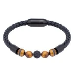 Custom Cheap Fashion Jewelry Natural Stone Beaded Accessories Braided Leather Bracelet For Mens