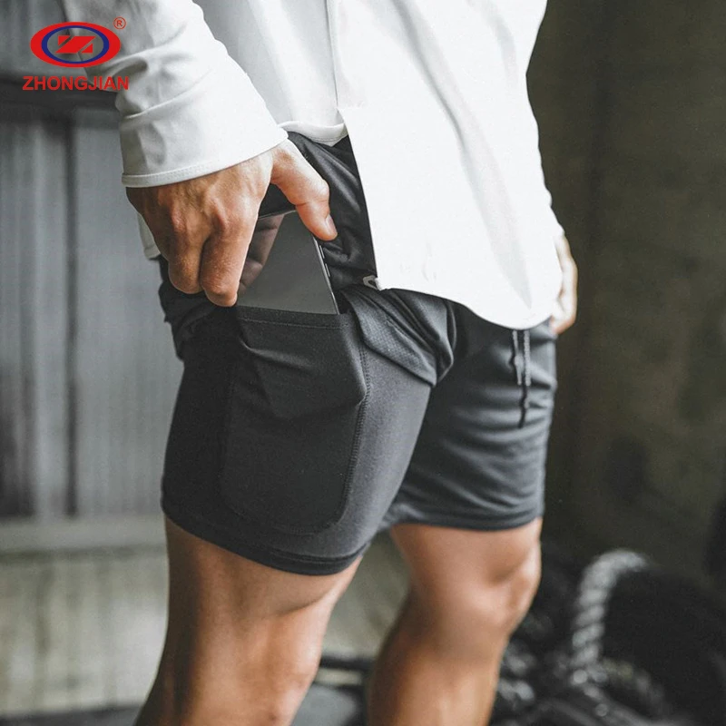 Custom Design Print Blank Summer Man Athletic Pants Running Fitness Shorts Boy Mens Gym Sportswear 2 in 1 Shorts