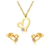 Custom fashion jewelry set wholesale heart necklace earring stud bracelet stainless steel jewelry set women