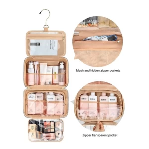 Custom High End Portable Roll Up Transparent Water Resistant Travel Toiletry Makeup Kit Organizer Cosmetic Bag
