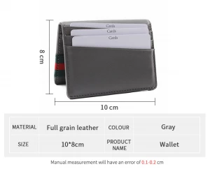 Custom Logo Smart Pull Tab Design Genuine Leather Minimalist Men Bifold Money Clip Wallet