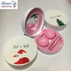 custom white pink round contact lens case could print LOGO A-8002