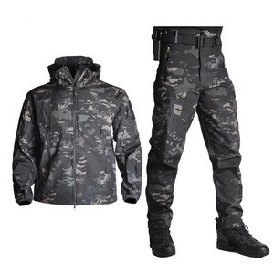 Custom Windproof Waterproof Military Jacket Black Military Camouflage Hoodie Uniform Hunting Jacket Waterproof Coverall