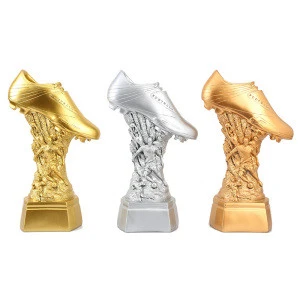 Customized golden shoes sports trophies soccer/football trophy
