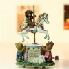 Customized resin wedding favor lovely teddy bear carousel horse music box