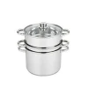 Customized Stainless Steel Cookware 3 Layer Pasta Pot Big Cooking Pot With Steamer
