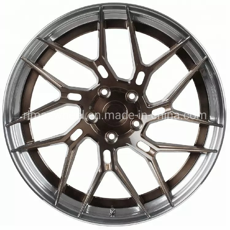 Customized Super Deep Concave Brushed Bronze Polished Lip 2 Piece Forged Wheels