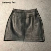 customized supplier various type young girls  ladies high waist genuine leather skirt