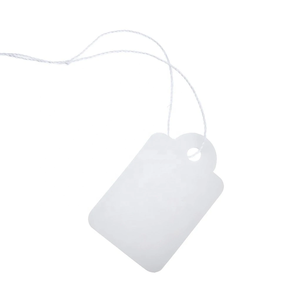 Customized White Marking Tags Price Tags Price Labels Display Tags with Hanging String 500 Pack 35 x 22 mm