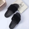 Customized women sandal fox fur slippers