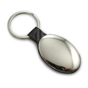 customrised original elliptical blank leather and metal keychain