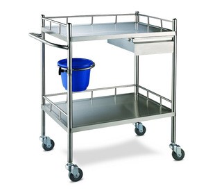 CY-D401A High quality hospital trolley, Stainless Steel Medical Cart with drawer