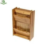 Decorative Bamboo Wall-mounted Letter Mail Rack With Key Holder_BSCI & FSC Factory