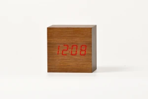 Desktop alarm clock Different Colored Fonts 3D Digital wood Thermometer Temperature Time Date Roller Play Wooden clock