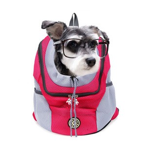 Double Shoulder Portable Travel Backpack Outdoor Pet Dog Carrier Bag Pet Dog Front Bag Mesh Backpack Head