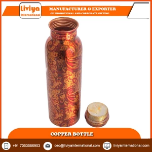 Drink Printed Copper Water Bottle 1000 ML Ayurveda Travels Drinking 100% Natural, Pure Digital Print Health Care Copper Bottle