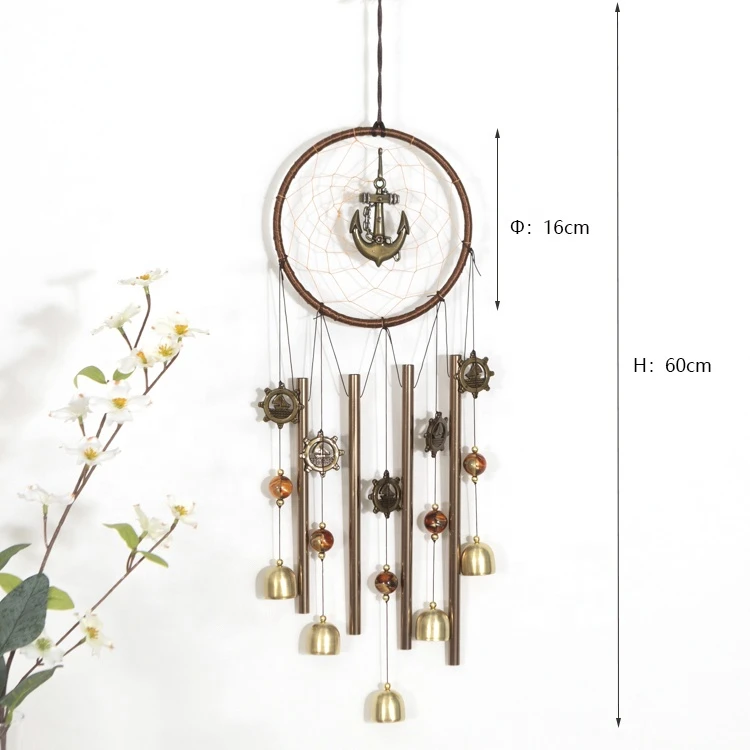 Dropshipping Metal Bell Wind Chime Dream Catchers Wall Hanging Handmade Dreamcatcher Home Decor