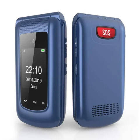Easy Use Good Quality Senior Elderly Flip Mobile Phone Big Button Senior China BLUE LCD 1080P 2.4 Inch Feature  Mobile Phone GSM