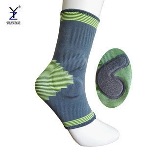 Elastic knitting compression ankle bandage support with silicone gel pads for injury