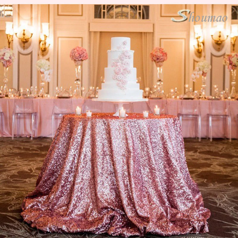 elegant glitter rose gold tablecloth for wedding