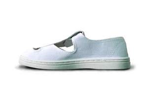 esd shoes antistatic shoes PVC bottom white leather, four hole shoes