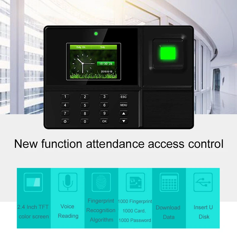 Eseye Fingerprint Attendance System Access Control Keypad Time Clock Office Employees Attendance Machine