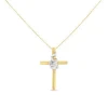 Espira 10K Two-Tone Gold 1/25ct. TDW Diamond Accent Cross Pendant Necklace (J-K, I2-I3)