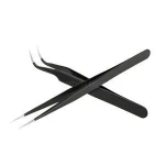 Eyelash fine point tweezers eyebrow tweezers 2pcs/set Straight + Bend Tweezers For Eyelash Extensions Nail Art Nippers