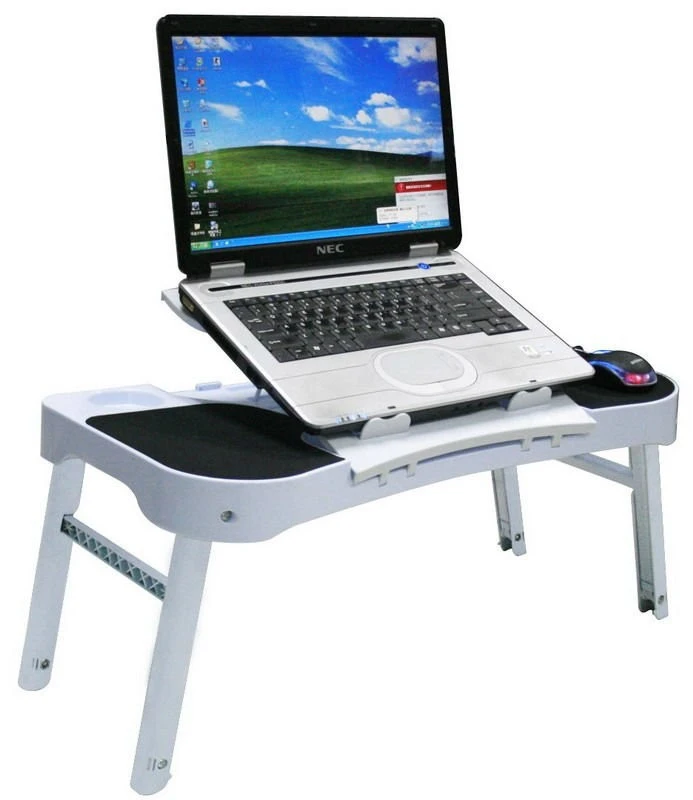 Factory ergonomic foldable  laptop table with cooling pad on bed