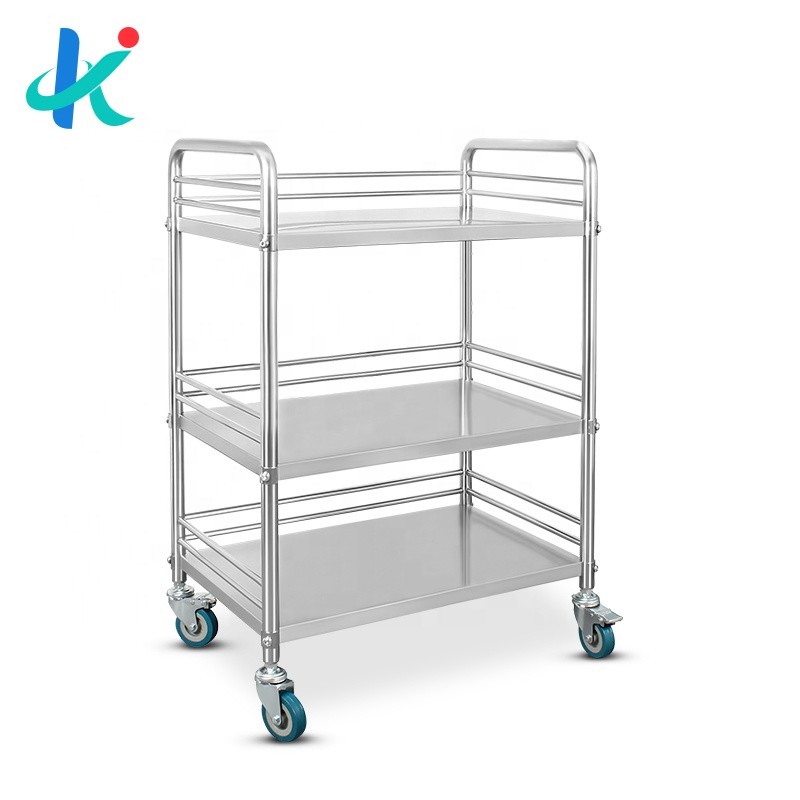Factory Price Detachable Stainless Steel Medical Trolley Cart Hospital Handcart with Waste Pail