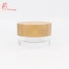 factory wholesale bamboo cap and clear acrylic cream jar 15g 30g luxury transparent plastic jars containers