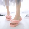 fancy plush embroidered flip flop girls slippers