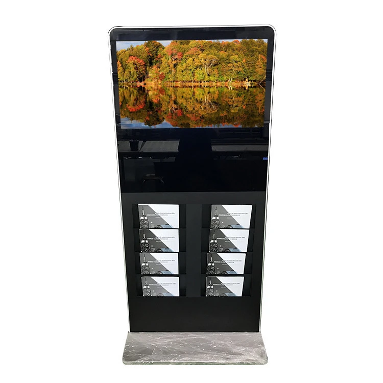 Fashion 21.5 stand alone LCD screen with magazine holder customized totem digital signage