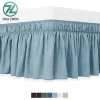 Fashion design cheap price plain dyed solid color polyester hotel bed skirting