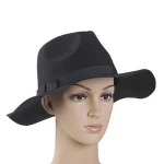 Faux wool felt cap stylish wool large brim formal bailey borsalino godfather fedora hats for mens stage proformance hat