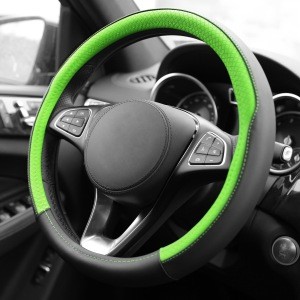 FH GROUP FH2009 Geometric Chic Genuine Leather Steering Wheel Cover