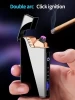 Finger Touch Switch Electronic Lighter LED Windproof Rechargeable USB Double Arc Lighter Cigarette