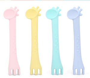 Food grade silicone rubber spoon and fork Customized silicone noodle spoon flexible silicone spoon baby