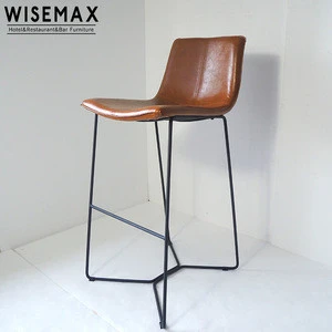 Foshan Furniture Modern Metal Iron Industrial Vintage Bar Stool Chair Bar Stool With Leather