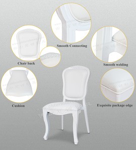 Foshan Hotel Furniture French  Modern Design  White Aluminum  Frame Room chairs  Restaurant dining chairs for events