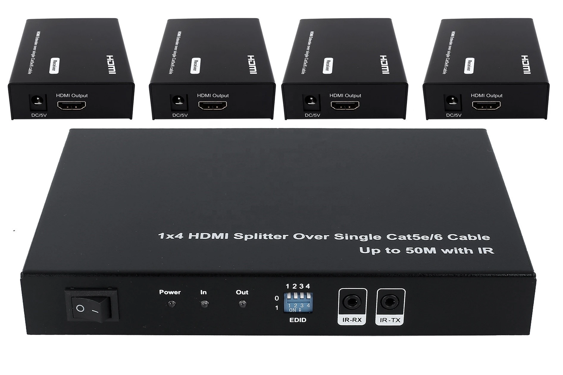 Foxun 4 way hdmi splitter Audio /video cat 5e/6 50m with 1xloop HDMI out 1x4  hdmi splitter extender