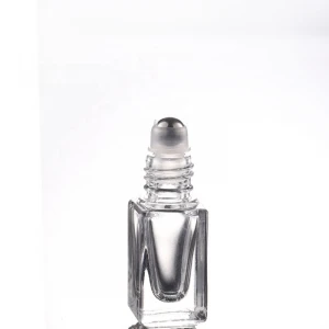 Free sample 3ml square clear empty essential oil perfume glass roller bottle with stainless steel roller metal ball