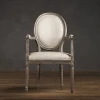 french louis furniture round back ash wood fabric vintage dining chairs