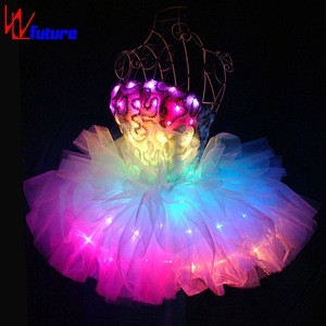 Full Color future led tutu dance dress, RF Remote LED Stage Dance Costume Performance Wear