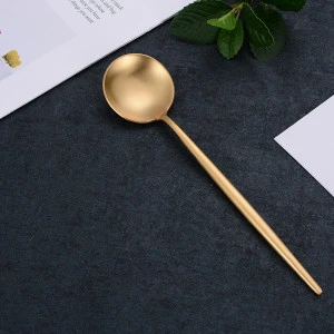 Golden Popular Black  Gift Silver Gold Party Dinner Table Spoon  Stainless Steel Titanium  korean Spoon