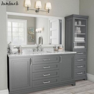 Grey PVC moulded 24&quot; width mirror cabinet bathroom