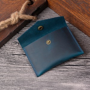 Handmade Crazy Horse Genuine Leather Wallet Unique Vintage Coin Purse Card Holder Slim Small Front Pocket Craft Creative Gift
