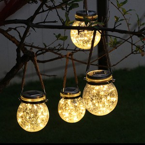 Hanging Solar Mason Jar Lights Led Solar Lanterns Table Lights for Patio Garden, Yard and Lawn