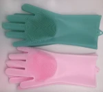 Heat Resistant for Cleaning Household Dish Washing Reusable Silicone Gloves with Wash Scrubber