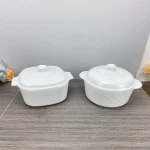 heat-resistant opal glassware pot with lid for vegetables and processed opal glassware pot set kitchen and soup service